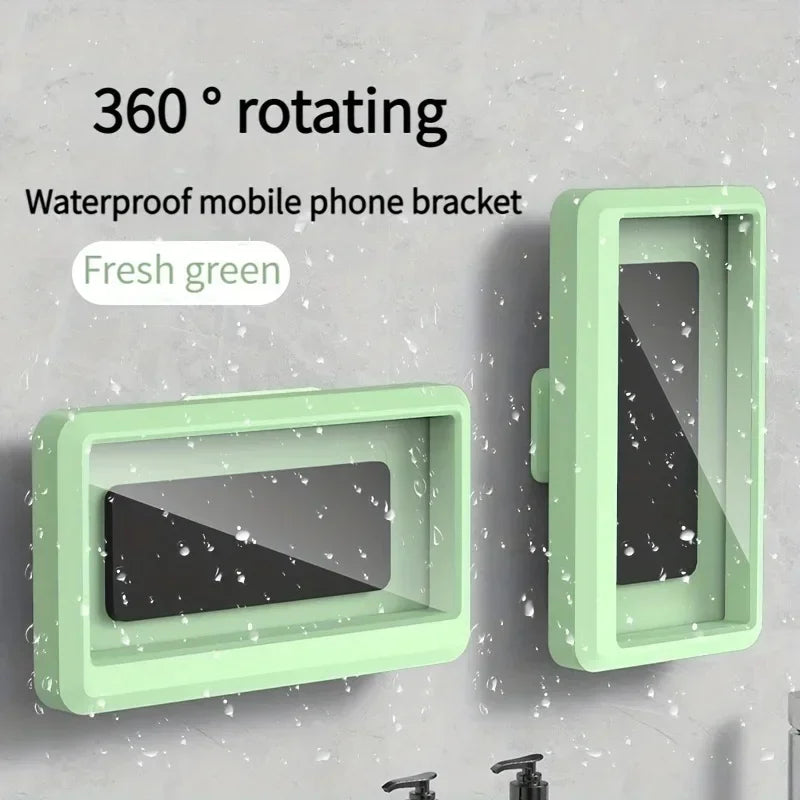 Wasserdichte Handyhalterung für die Dusche, beschlagfreie, touchsensitive Handyhülle fürs Badezimmer, selbstklebende Wandhalterung ohne Bohren für iPhone & And.