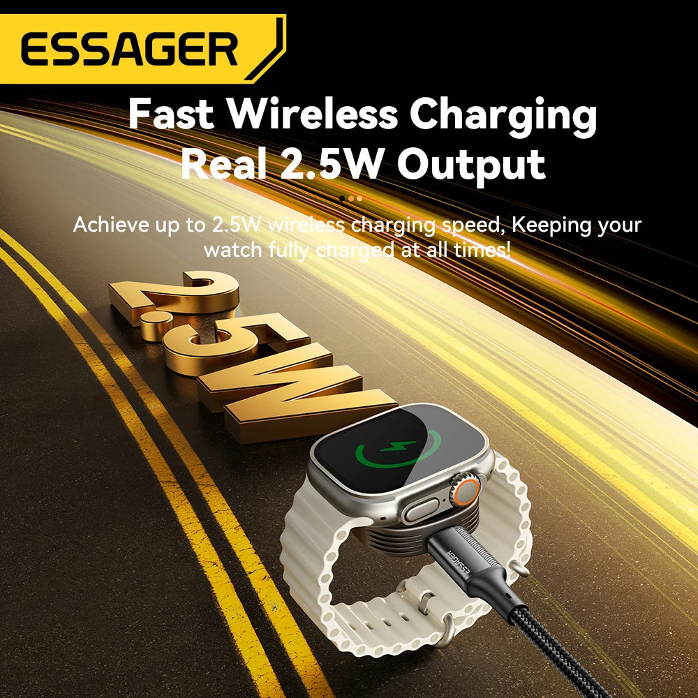 Essager Magnetic Wireless Charger for Apple Watch 8 7 6 5 4 3 2 SE Portable USB Type C Magnetic Fast Charger for iWatch Ultra