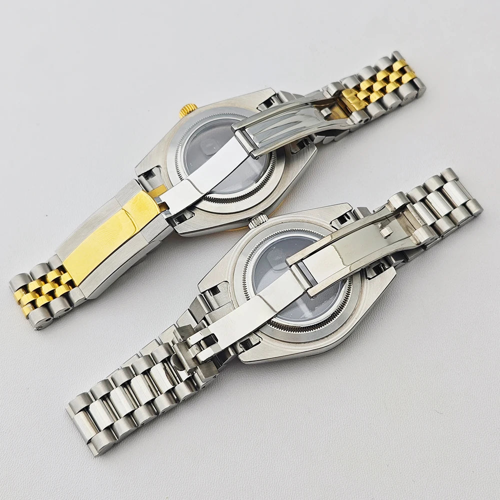 36/41mm Sapphire Glass For Men Watch Case Fit NH36 NH34 NH35 Movement Fashion Waterproof Jub President Stainless Steel Strap