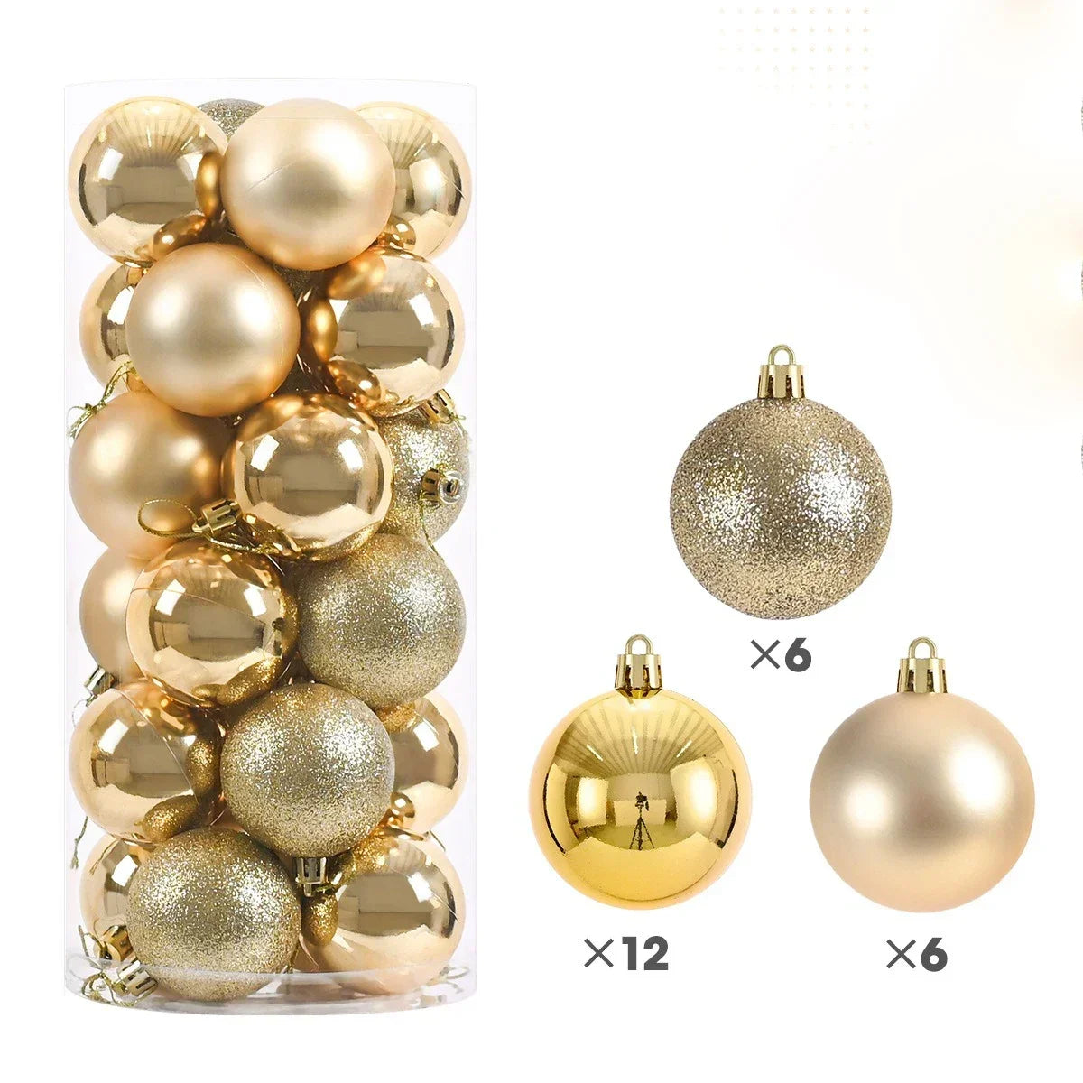 2025 24Pcs 3/4/6CM Christmas Balls Big Ball Christmas Tree Pendant Ornaments for Party Decor New Year Navidad Gifts Accessory