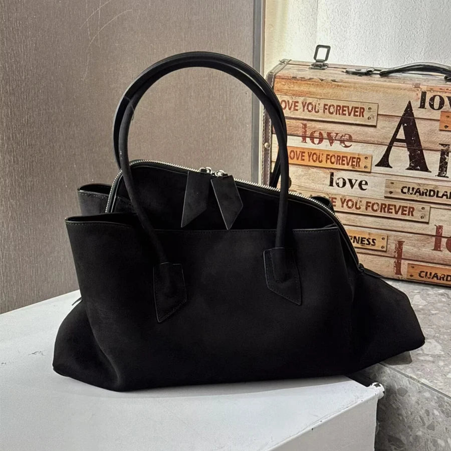 Irregular Faux Suede Frosted Tote Bag For Women Luxury Designer Handbag And Purse  2025 New Fashion Commuting Underarm Shoulder