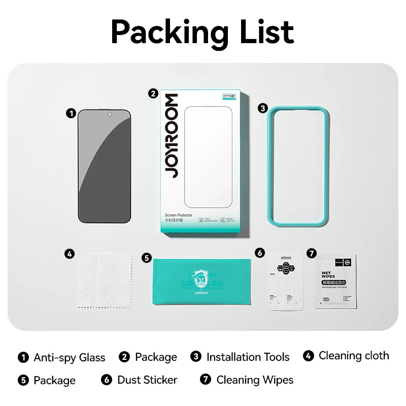 Joyroom 1/2Pcs Anti-spy Glass For iPhone 18 17 16 15 Pro Max Glass For iPhone 18 17 16 15 14 13 Pro Max Privacy Screen Protector
