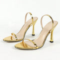Sandali slingback donna Liyke dorati con fasce sottili e tacco