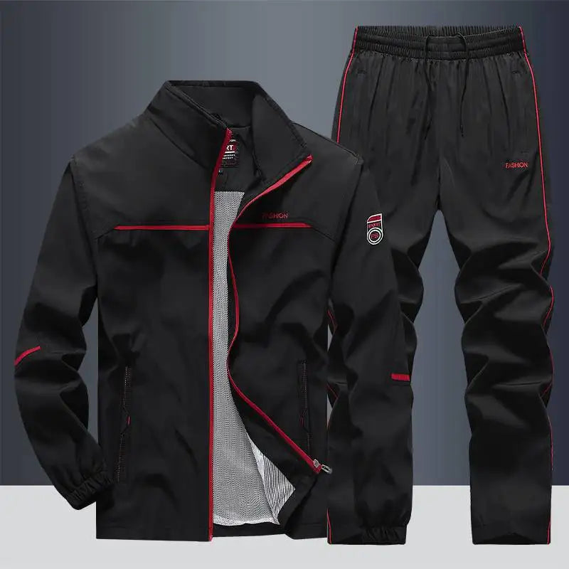 Completo sportivo uomo con giacca zip e pantaloni