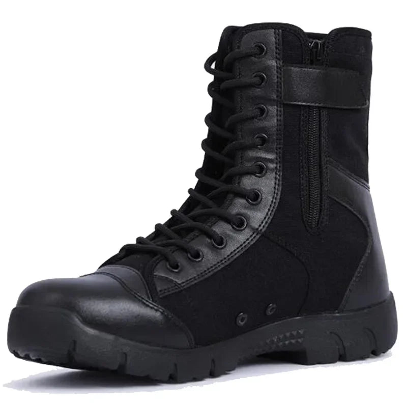 Bottes imperméables pour homme à lacets, bottines d’extérieur respirantes en toile camouflage, chaussures tactiques de combat pour le désert D139