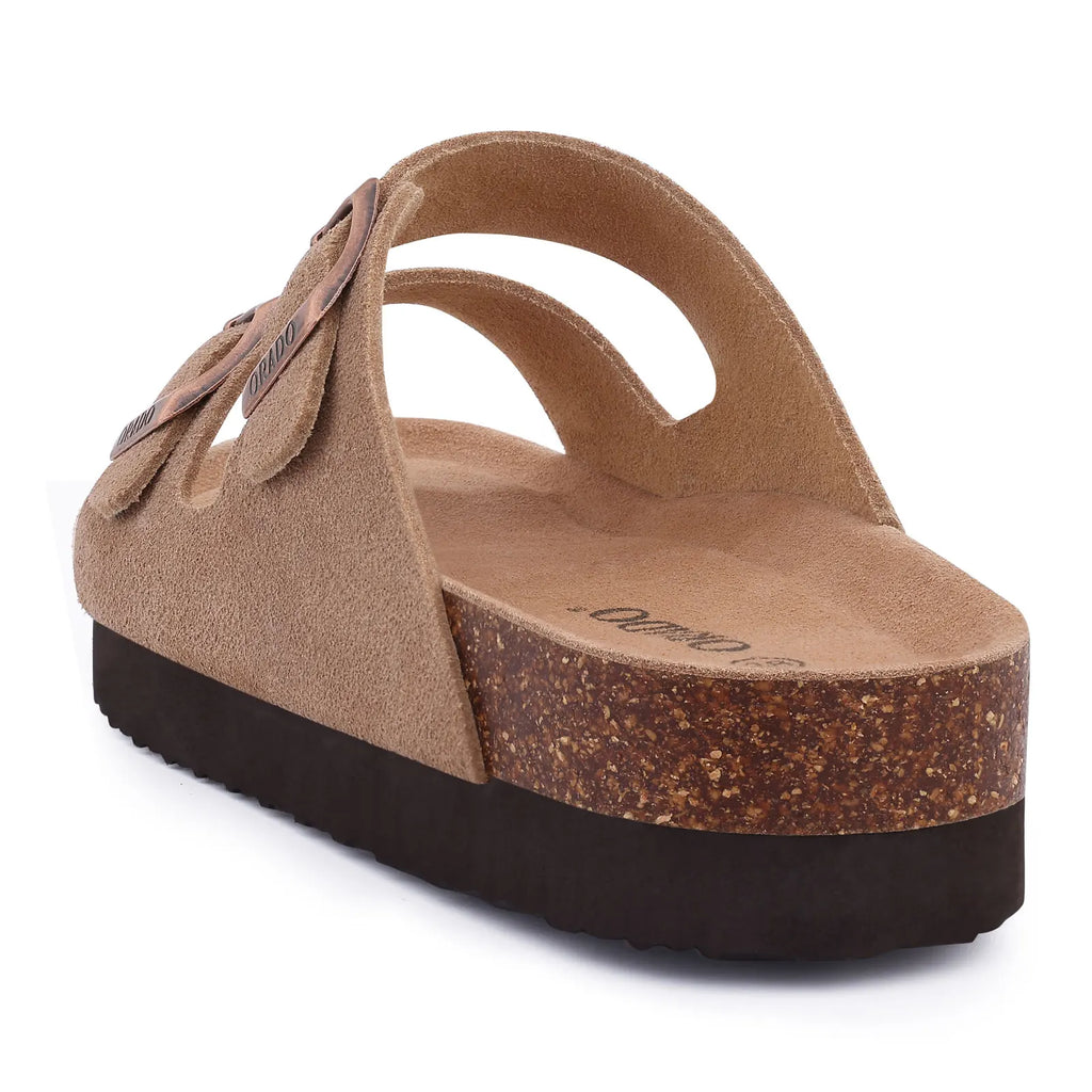 Sandales homme Kidmi, sandales à double boucle pour homme, chaussons en liège et daim, sandales de plage d'extérieur, sandales décontractées, souples et antidérapantes
