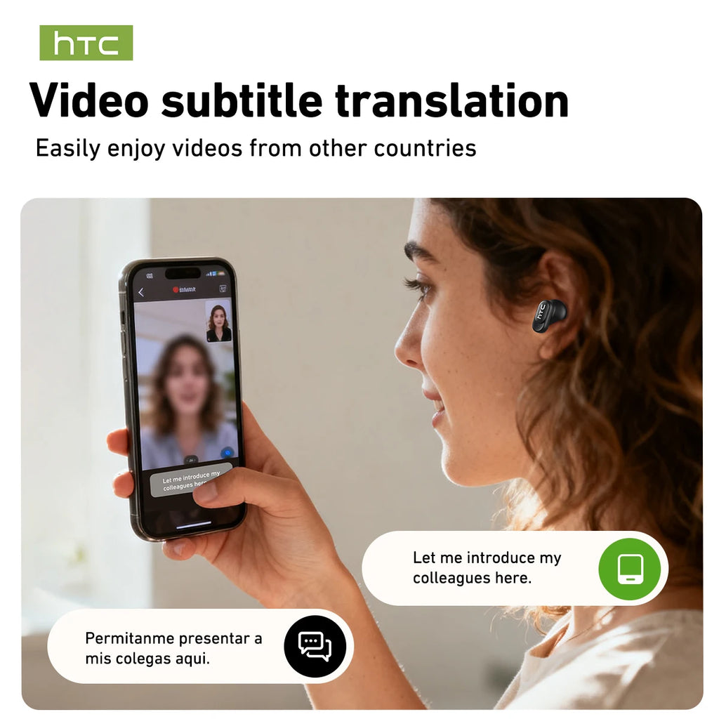 Écouteurs HTC NE79 TWS Bluetooth 6.0, traduction par IA dans 135 langues, réduction de bruit ENC, casque stéréo HiFi avec écran LED