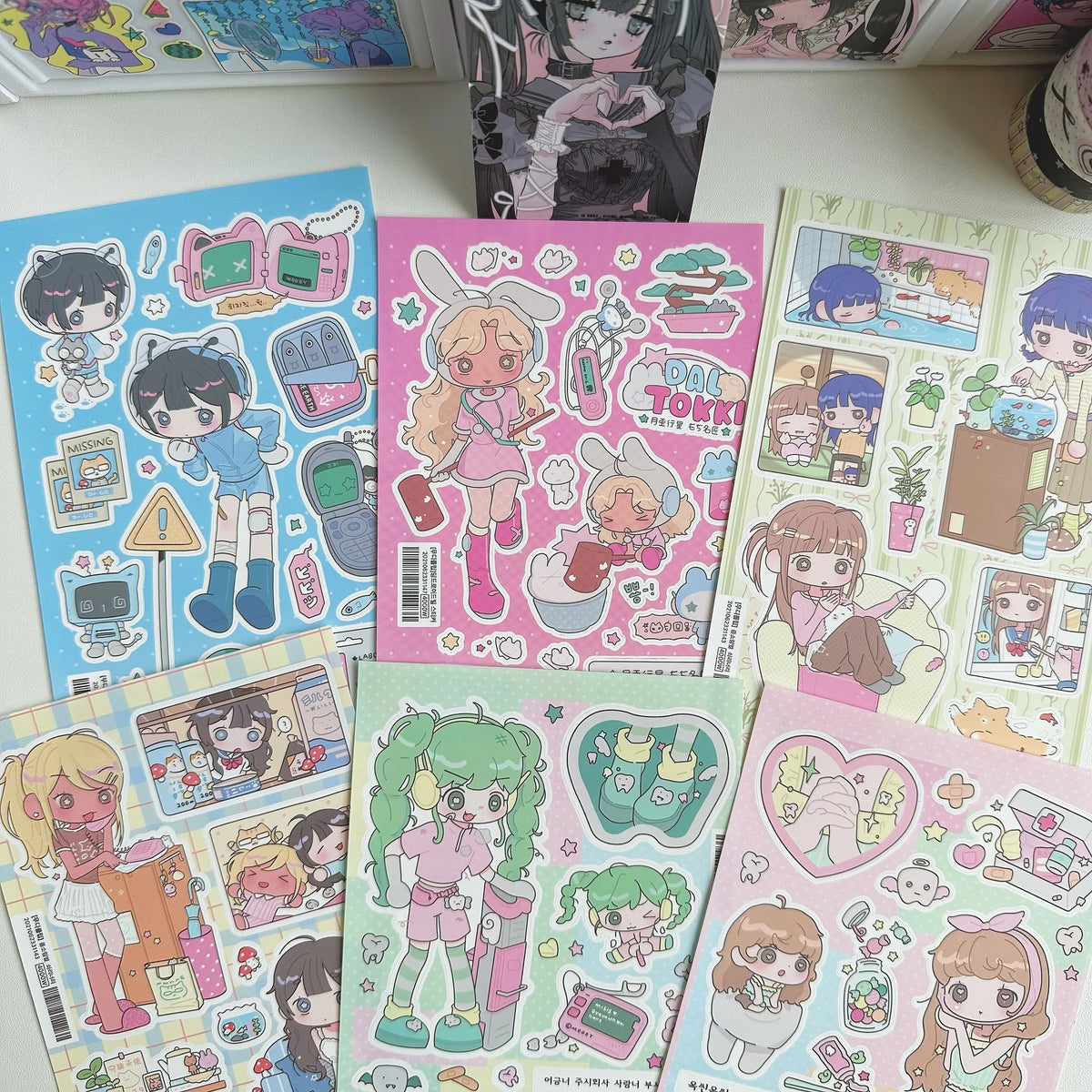 Korean Stickers, Cute Sweet Cool Japanese Shibuya Girl Stickers, Kawaii Character Stickers for Handbooks, Diaries, Scrapbooks, and DIY Projects