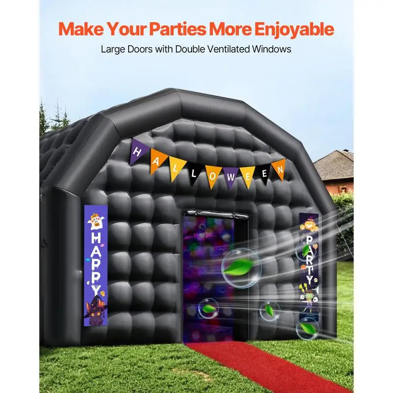 Inflatable party tent 8x6x4 m, cube tent for disco nightclub, pavilion wedding tent with 1100W blower, sandbag, 2 windows for events, birthday, wedding, black