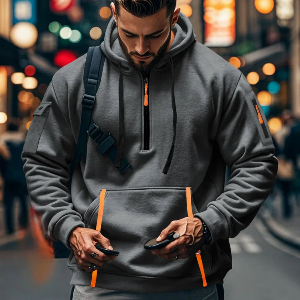 Men's Hooded Sweatshirts for Men Streetwear Autumn Winter Punk Style Tracksuit Sportswear Zip Up Hoodie Male