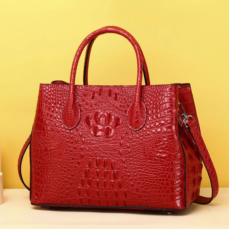 New Luxury Handbag Real Cowhide Crocodile Fashion Handbag Women's Leather Women Bags Designer Handbags Quality Women's Tote