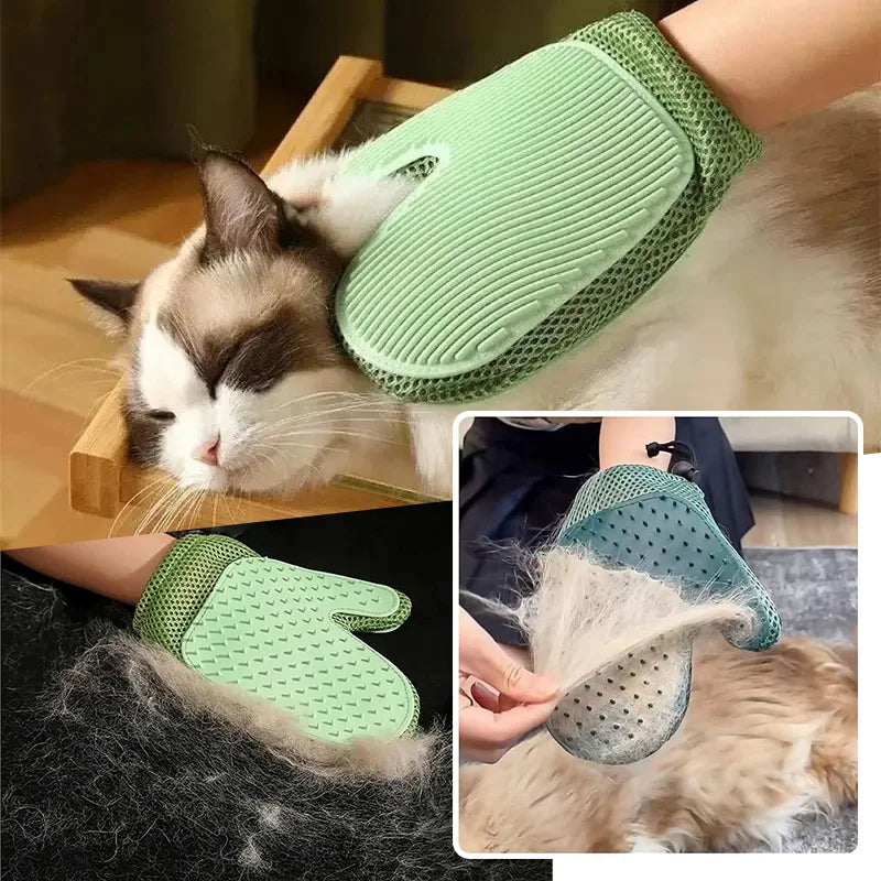 Gant de toilettage efficace pour animaux, éliminateur de poils pour chat et chien, outil de massage doux, brosse double face, sans stress, facile à laver à la main