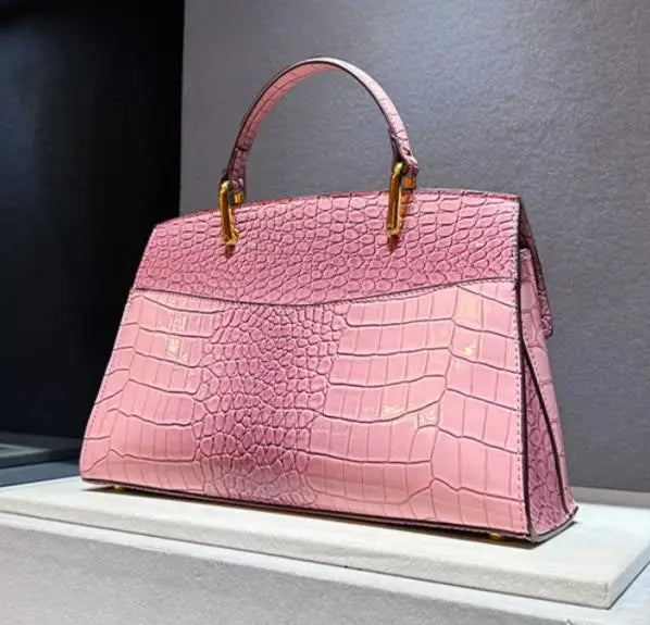 2026 New Genuine Leather Women's Handbags Luxury Fashion Lady Top Handle Shell Bag Crocodile Pattern Shoulder Crossbody Bags