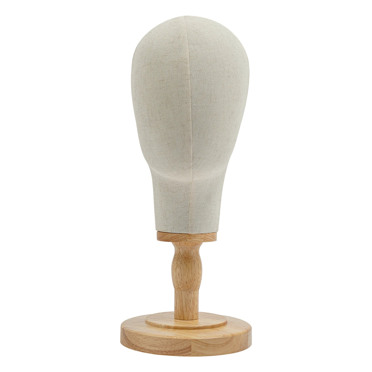 Cabeza de maniquí de lino beige, soporte para peluca, expositor de maniquí para pelucas, sombreros y gafas