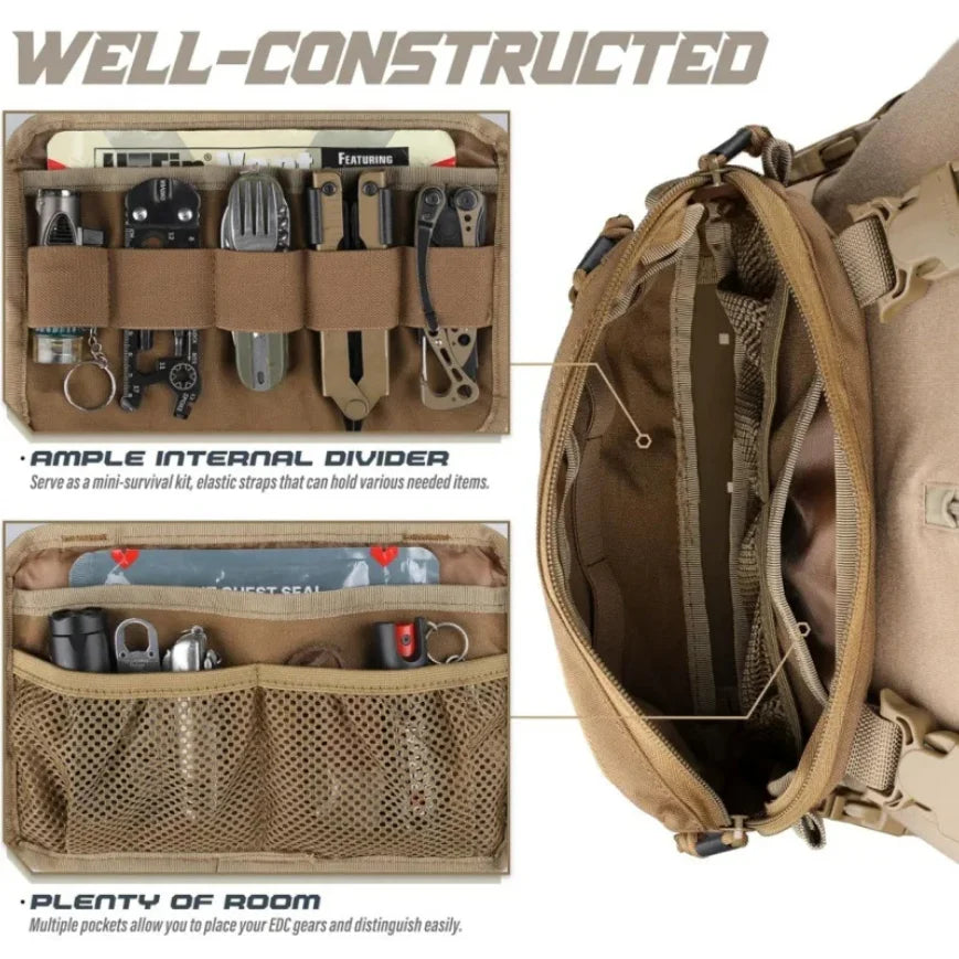 1000D Nylon Pouch Molle Shoulder Fishing Vest Tactical Chest Bag Outdoor Camping Backpack EDC Hiking Hunting Pack