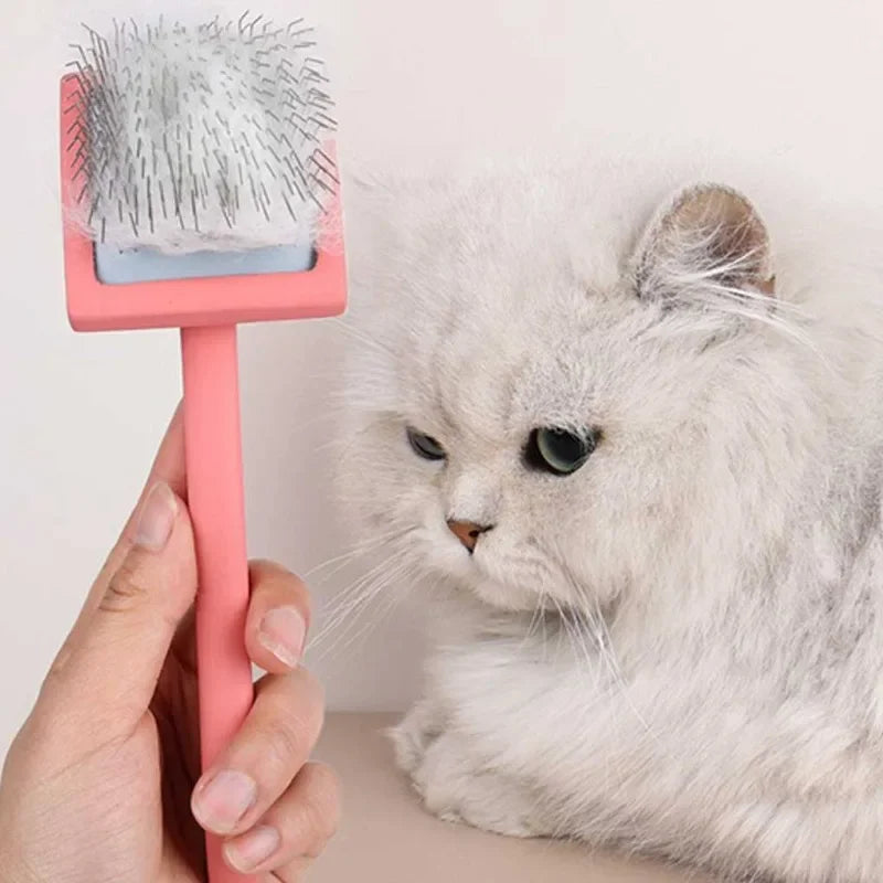 Brosse démêlante pour animaux de compagnie, outil manuel de toilettage, brosse à poils à long manche, accessoire professionnel réutilisable pour animaux