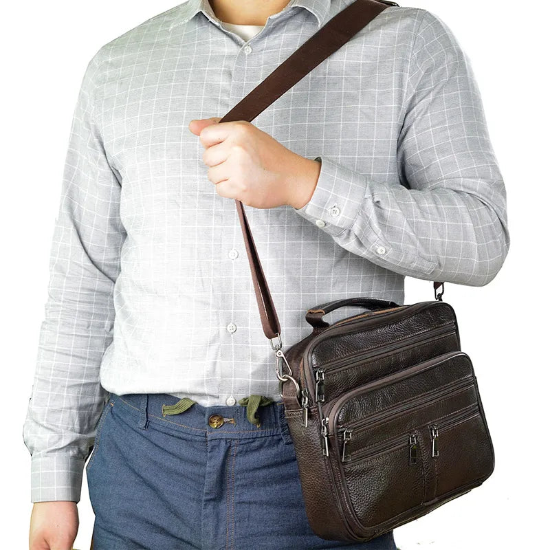 LACHIOUR Genuine Leather Men’s Messenger Bag