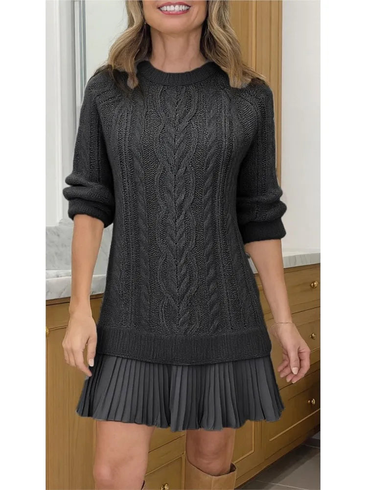 Damenkleid in Zweiteiler-Optik mit Oberteil und kurzem Rock