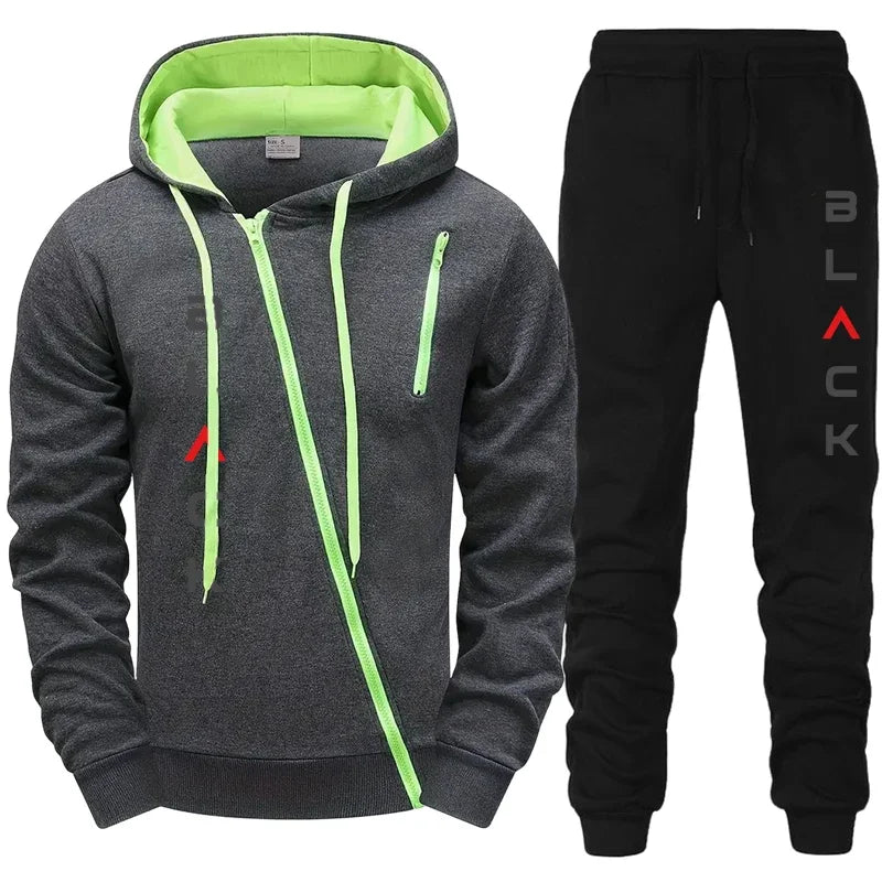 2025 Sale-Hit: Herren-Trainingsanzug mit Kapuzenpullover, Jogginghose, schwarzem Schriftzug, Reißverschlussjacke und Jogginghose – lässiges modisches Outfit für Herbst und Winter