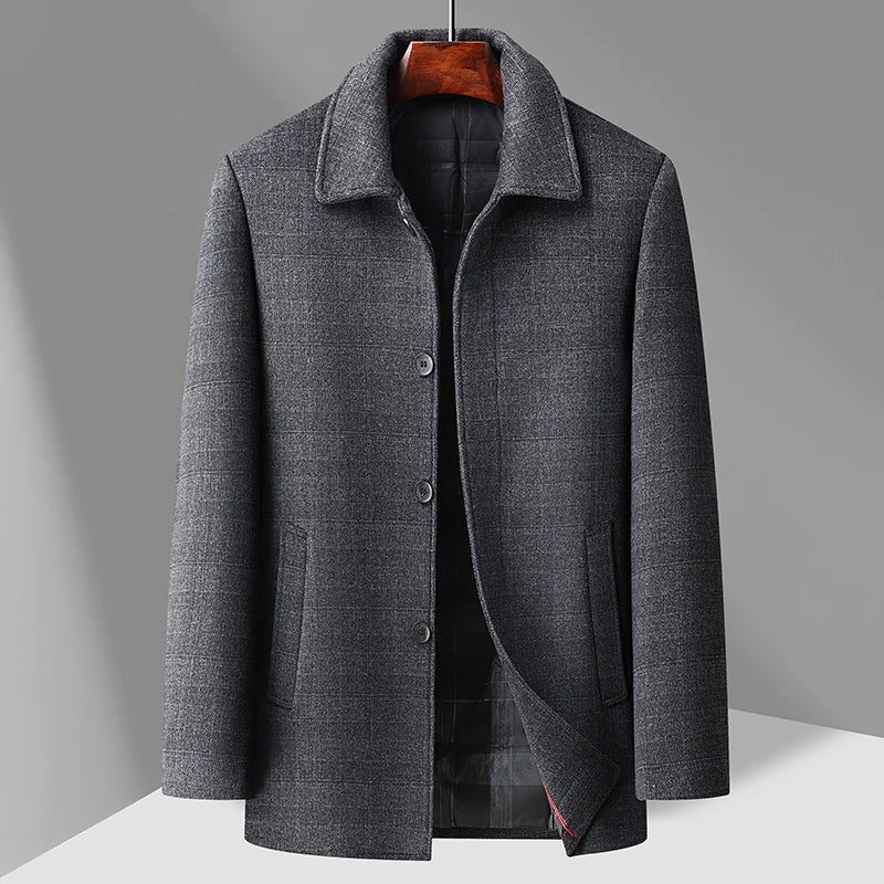 2026 Outdoor Fashion Gentleman's Versatile Trend, Middle-aged and Elderly Business Casual Men's Down Inner Liner Woolen Coat