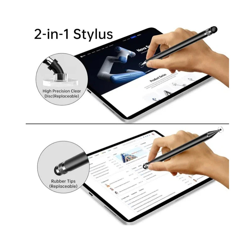 2-in-1 Stylus Pen High Sensitivity Disc Tip Rubber Tip Touch Pencil Suitable for Apple iPhone iPad Android Samsung Tablet Phone