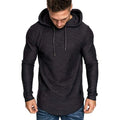 Men's Long Sleeve Cotton T-shirt Casual Cozy Solid Color Tees Breathable Lightweight Trendy Hooded Tees Male Streetwear
