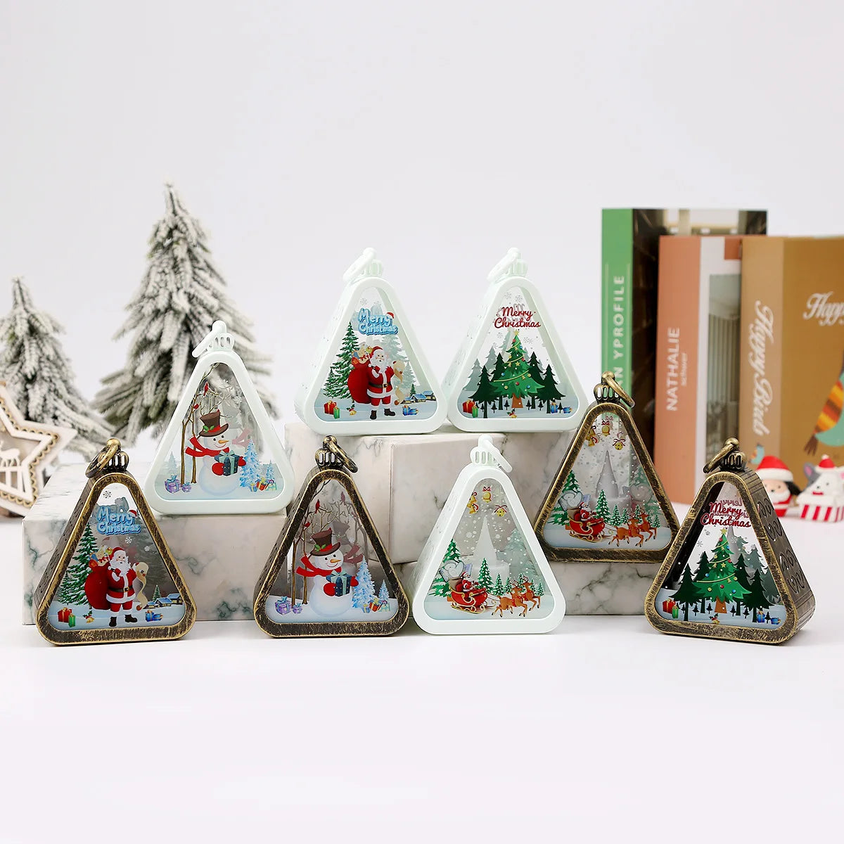Lanterne veilleuse LED rétro de Noël | Décoration lumineuse de Noël pour fenêtre et table, accessoire d'ambiance, cadeau des fêtes