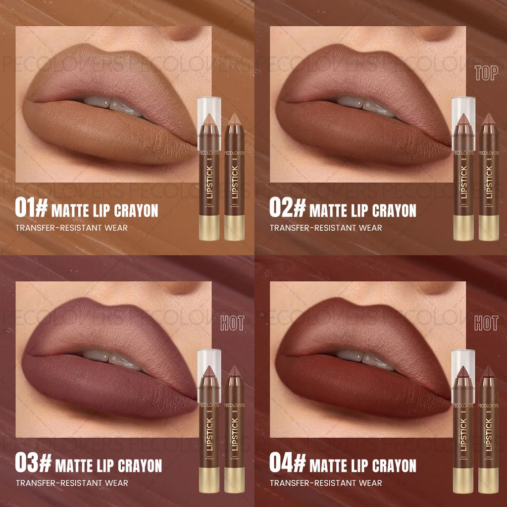 6-teiliges Set wasserfester matter Lippenkonturenstift – Lippenkonturenstift, der nicht am Becher haftet, langanhaltendes mattes Finish, für alle Hauttypen, Make-up-Kunst, matter Lippenstift