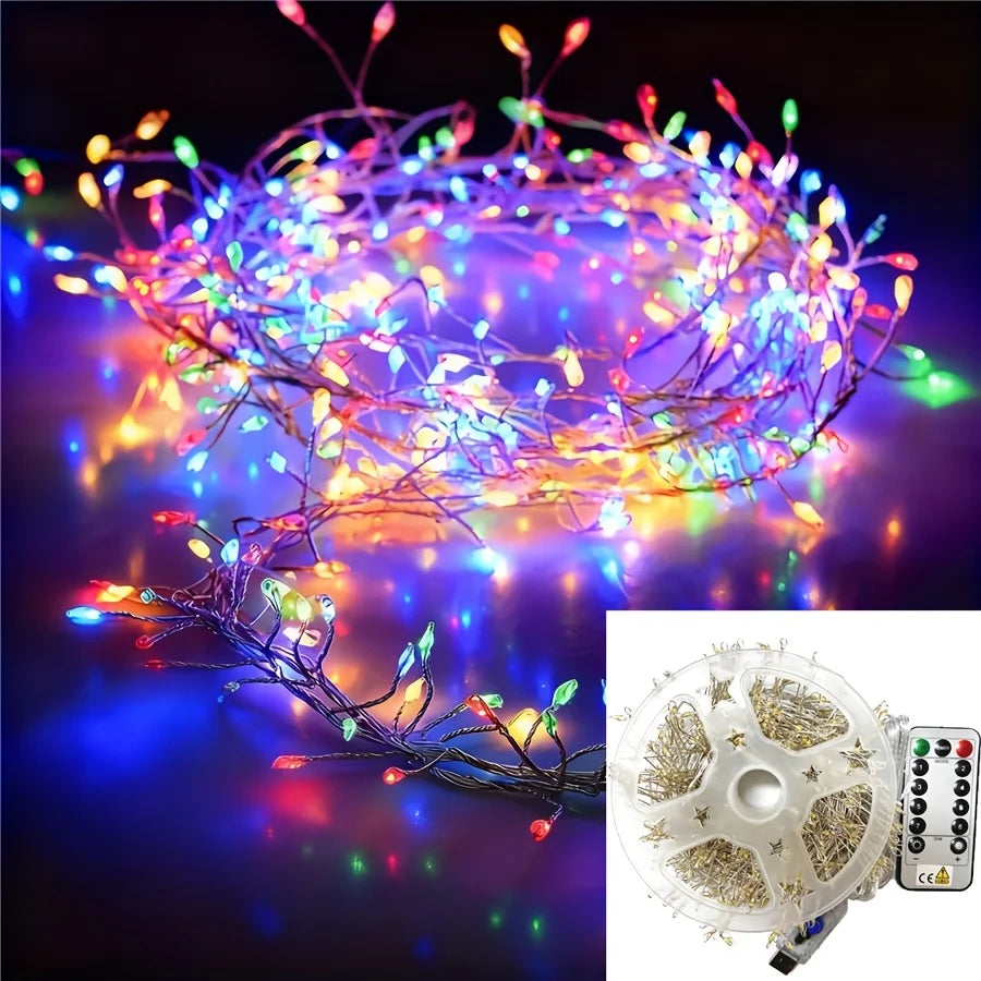 Exploding Starry Burst Vine LED Lights, 8 Lighting Modes USB Operated Copper Wire Lights, Glow Xmas Romantic Ambient Decor