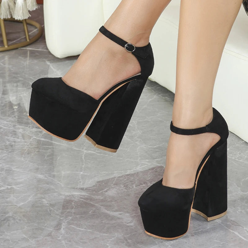 Scarpe Mary Jane donna Liyke nere con maxi plateau