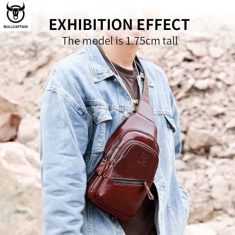 BULLCAPTAIN XB127 Genuine Leather Chest Bag