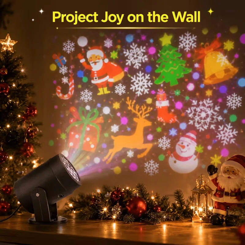 LED Christmas Projector Light 16 Patterns USB Dynamic Rotating Projection for Holiday Atmosphere Light Halloween Christmas Decor