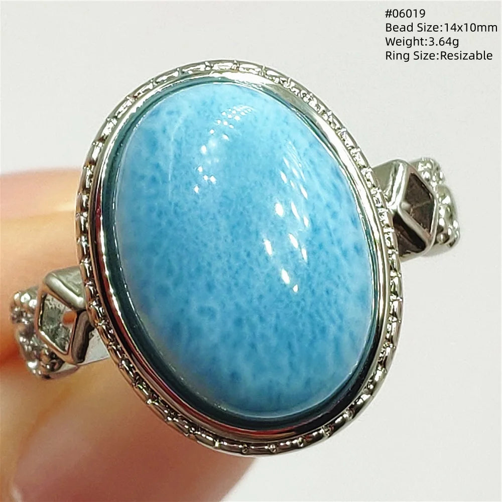 Anello regolabile in argento 925 con larimar