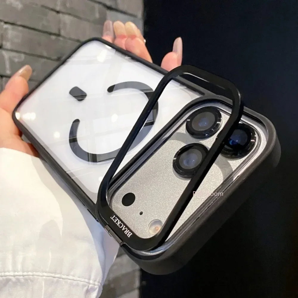 Luxury Magnetic Clear Case for Apple IPhone 18 17 16 15 14 Plus 13 12 11 Pro Max Transparent Camera Kickstand Protective Cover