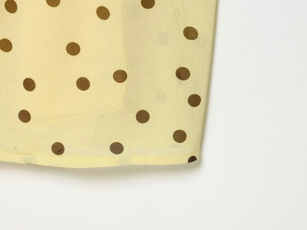 BSAY 2026 Women's Yellow Polka Dot Maxi Dress Sleeveless Crew Neck Waist Ruched Elegant Long Dress Summer Casual Party Dresses