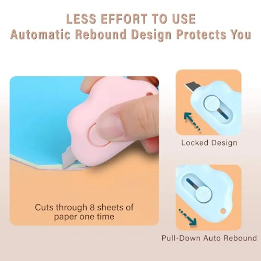 Lot de 3 cutters rétractables en forme de nuage avec porte-clés, lame en acier inoxydable, ouvre-lettres sécurisé et portable pour enveloppes P