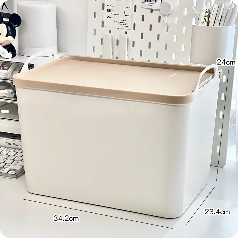 Caja organizadora multifuncional para el hogar con asas, ideal para guardar mantas y otros artículos en el suelo del armario