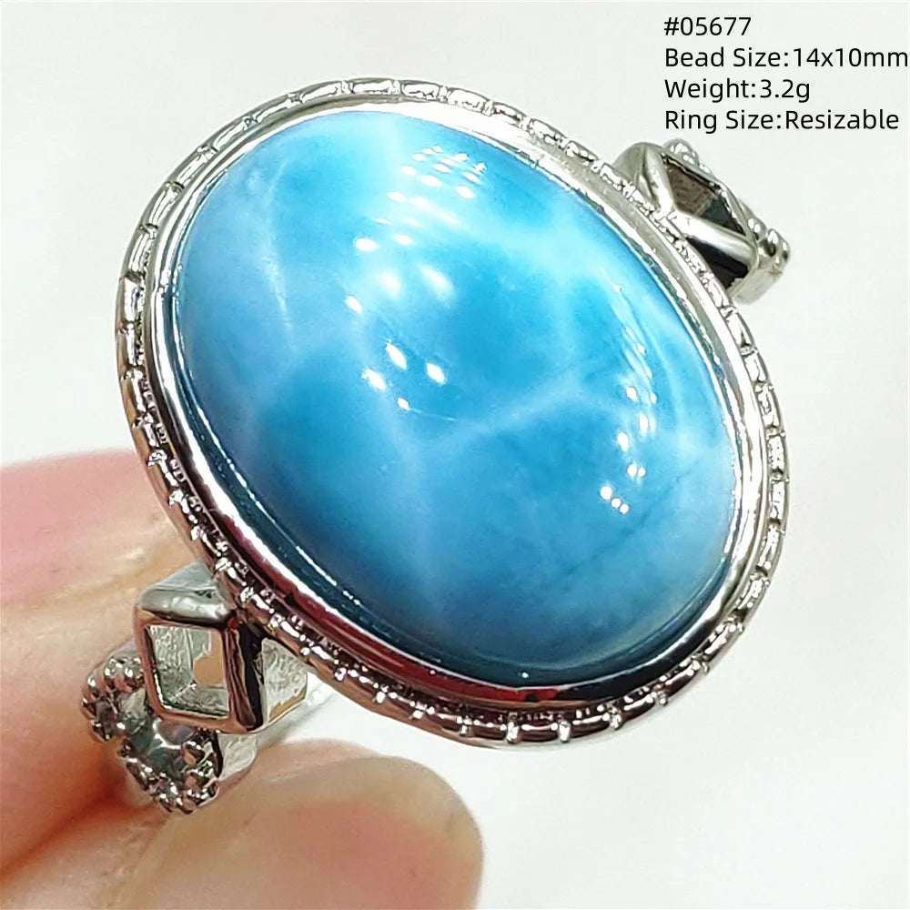 Anello regolabile in argento 925 con larimar