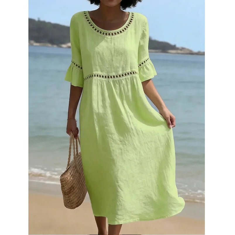 Abito midi da donna a linea A con maniche ampie