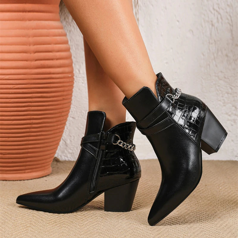 Stivaletti texani donna Liyke con cinturino e catena
