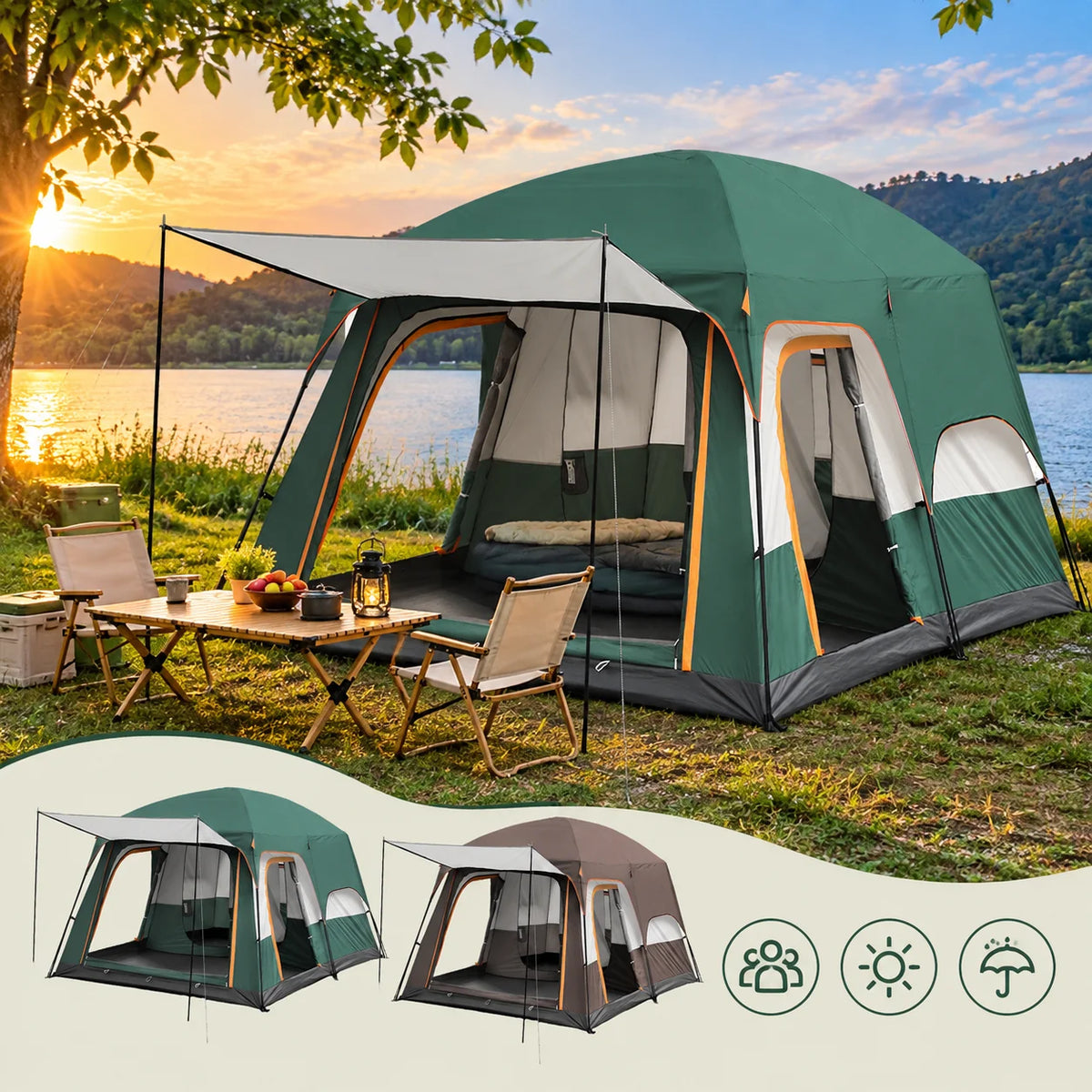 Outdoor Oxford Cloth Camping Tent For Picnicking Available In Multiple Sizes
