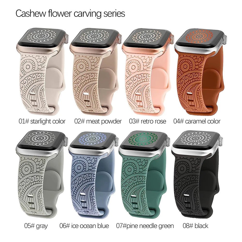Engraved Strap For Apple Watch Band Ultra 49mm 8 7 45mm 44mm 42mm 41mm 40mm 38mm 40mm correa bracelet For iwatch series 8 se3654