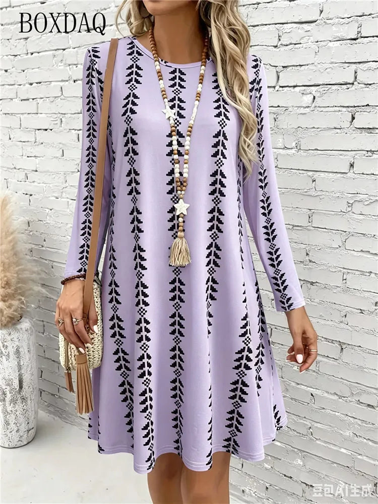 Abito a righe da donna con maniche lunghe