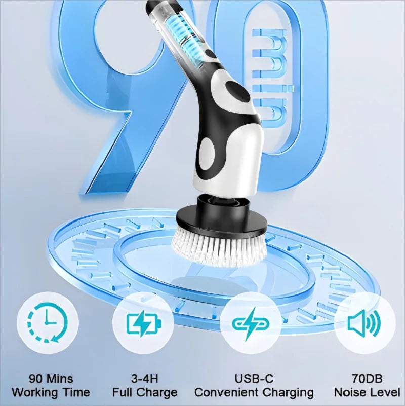 HOMEFISH Multifunctional Electric Cleaning Brush Voice-Controlled Rechargeable Smart Rotary Cleaning Brush Kitchen Cleaning Brush