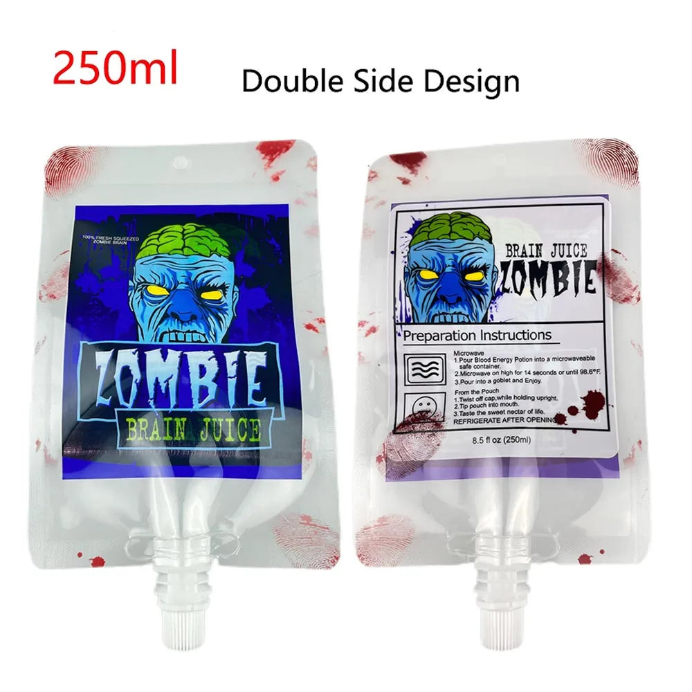 10–50-Piece Halloween Blood Drink Bags, 250 ml Reusable Drink Pouches for Halloween Party Cosplay Decorations