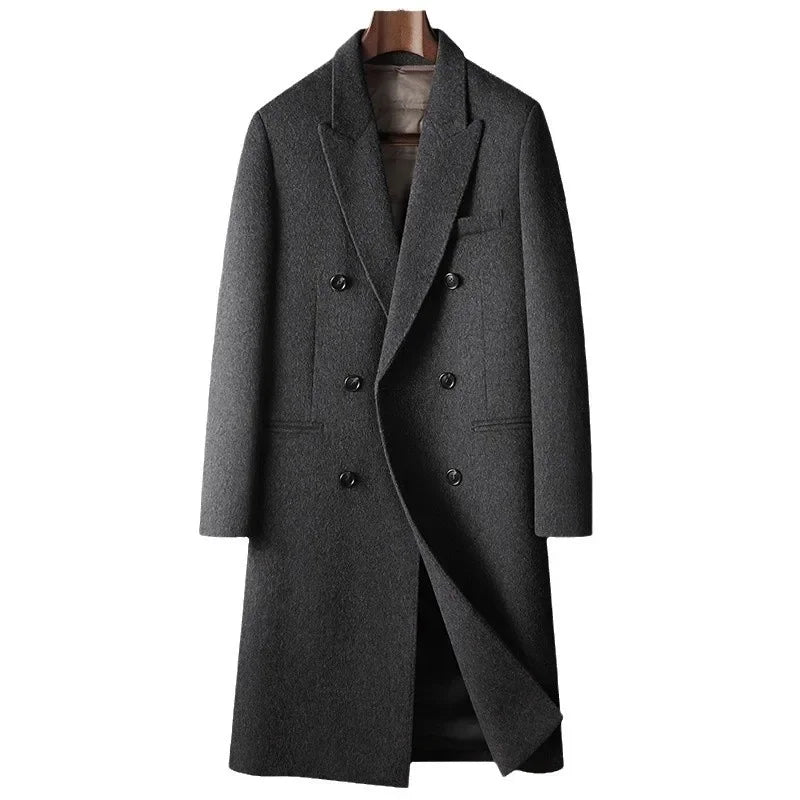New Arrival Men's Autumn and Winter Long Style Double Breasted Detachable Down Liner Youth Business Woolen Coat Size MLXL2XL3XL