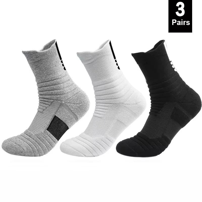 1/3 Paar rutschfeste Fußballsocken für Herren, Baumwollsocken, kurze oder lange Schaftlänge, für Fußball und Basketball, atmungsaktiv und geruchshemmend, Größe 39–45