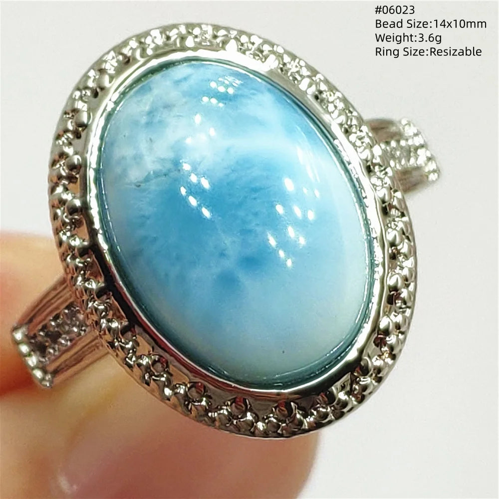 Anello regolabile in argento 925 con larimar