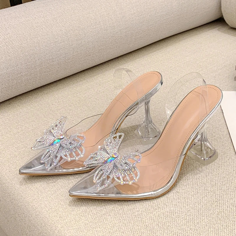Slingback donna Liyke trasparenti con farfalla luminosa