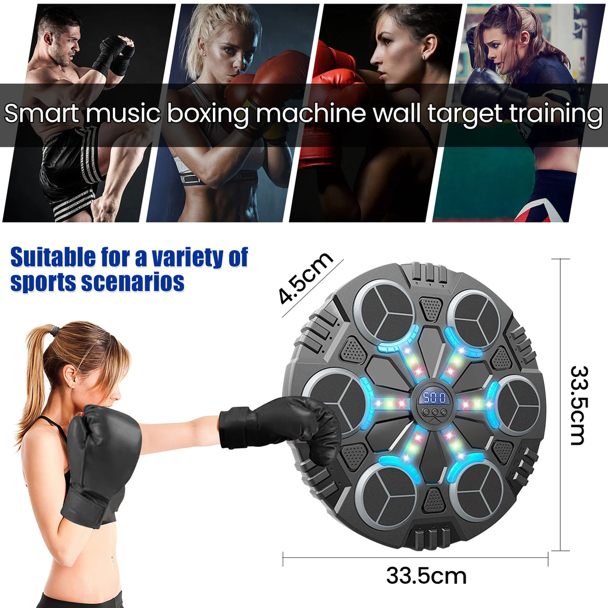 Smart Bluetooth Music Boxing Trainer for Kids with Gloves Interactive Rhythm Safe Design Home Fitness Equipment Portable Compact